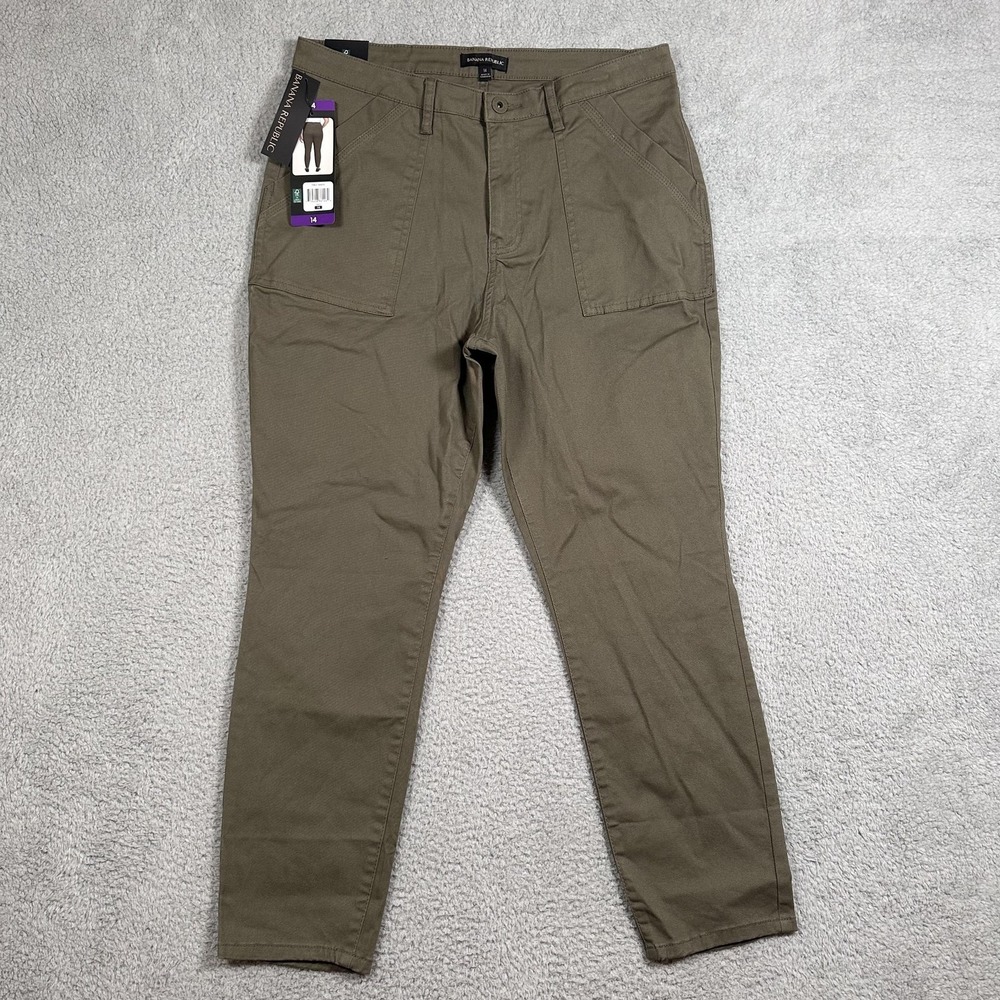 NWT Banana Republic Pants Womens 14 High Rise Twill Stretch Casual Cotton Blend - Picture 1 of 12